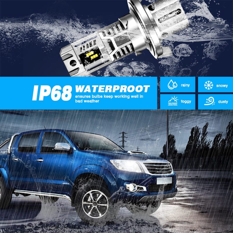 H13 LED headlight bulbs IP68 waterproof work well in all weather