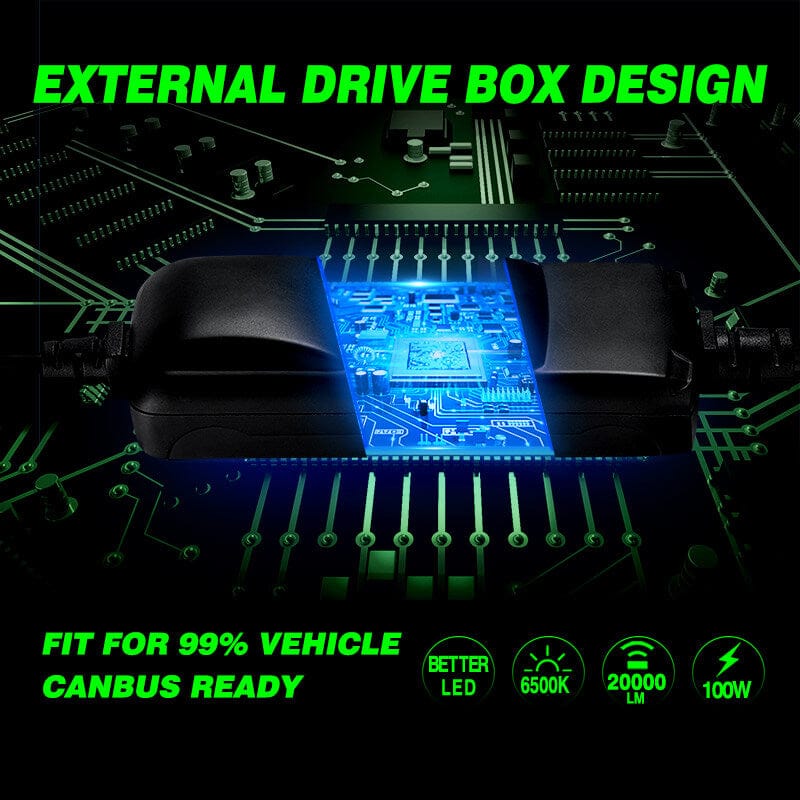 9005+H7 LED headlight bulbs with excellent driver box