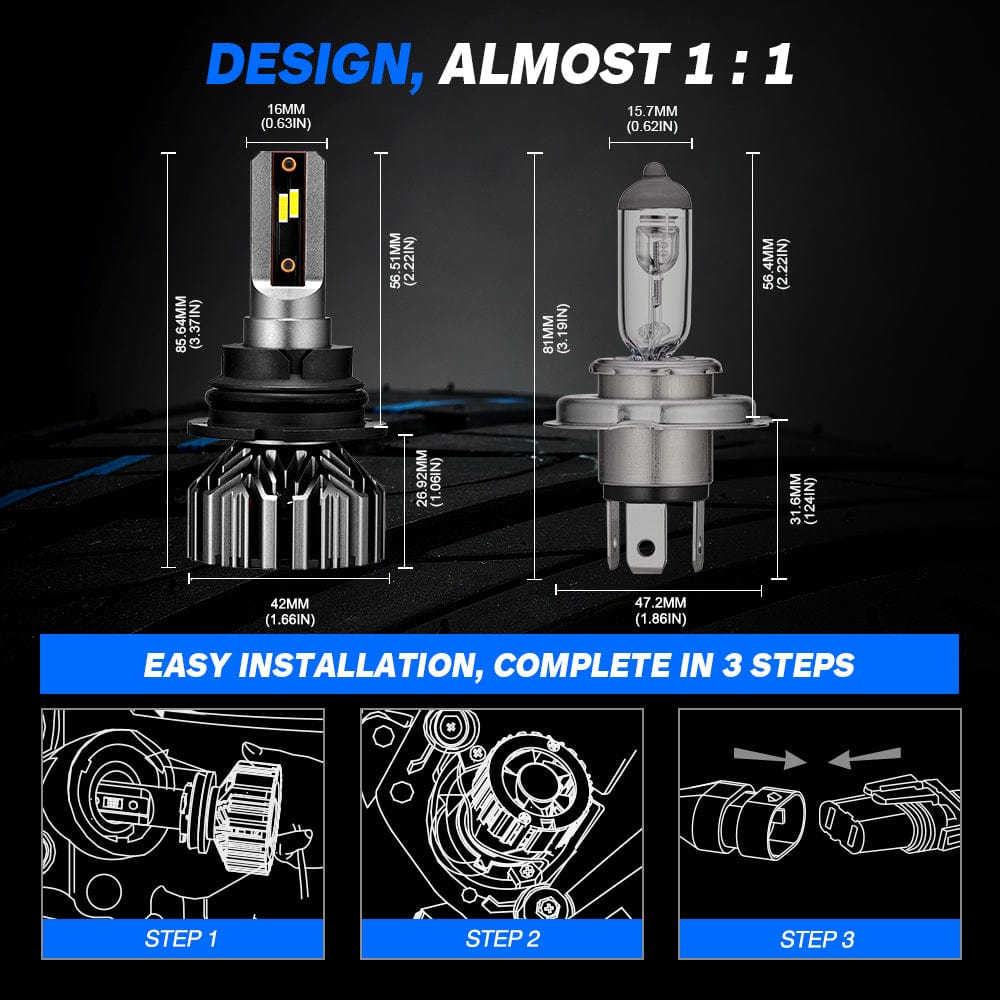 N11 Standard Series | 9007 HB5 LED Bulbs Cost-Effective 60W 13000LM 6500K White | 2 Bulbs - NOVSIGHT