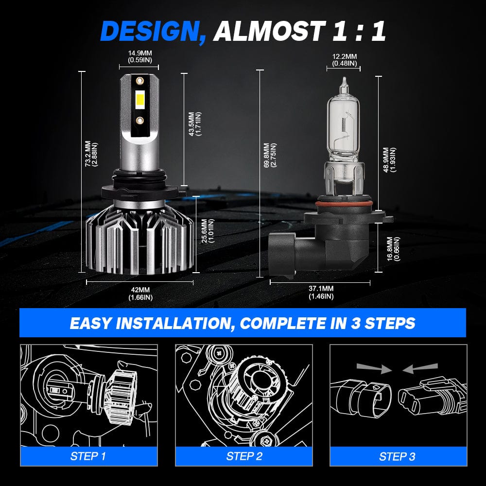 N11 Standard Series | 9006 HB4 LED Bulbs Cost-Effective 60W 13000LM 6500K White | 2 Bulbs - NOVSIGHT