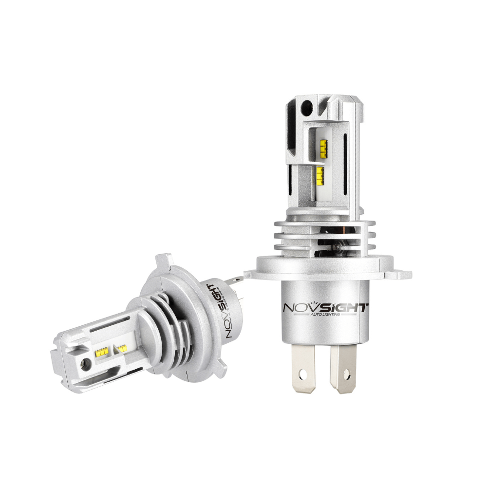 H4 Motorcycle Headlight LED Bulbs Small Size as Halogen 200% Brighter 28W 6000LM 6000K Cool White - NOVSIGHT