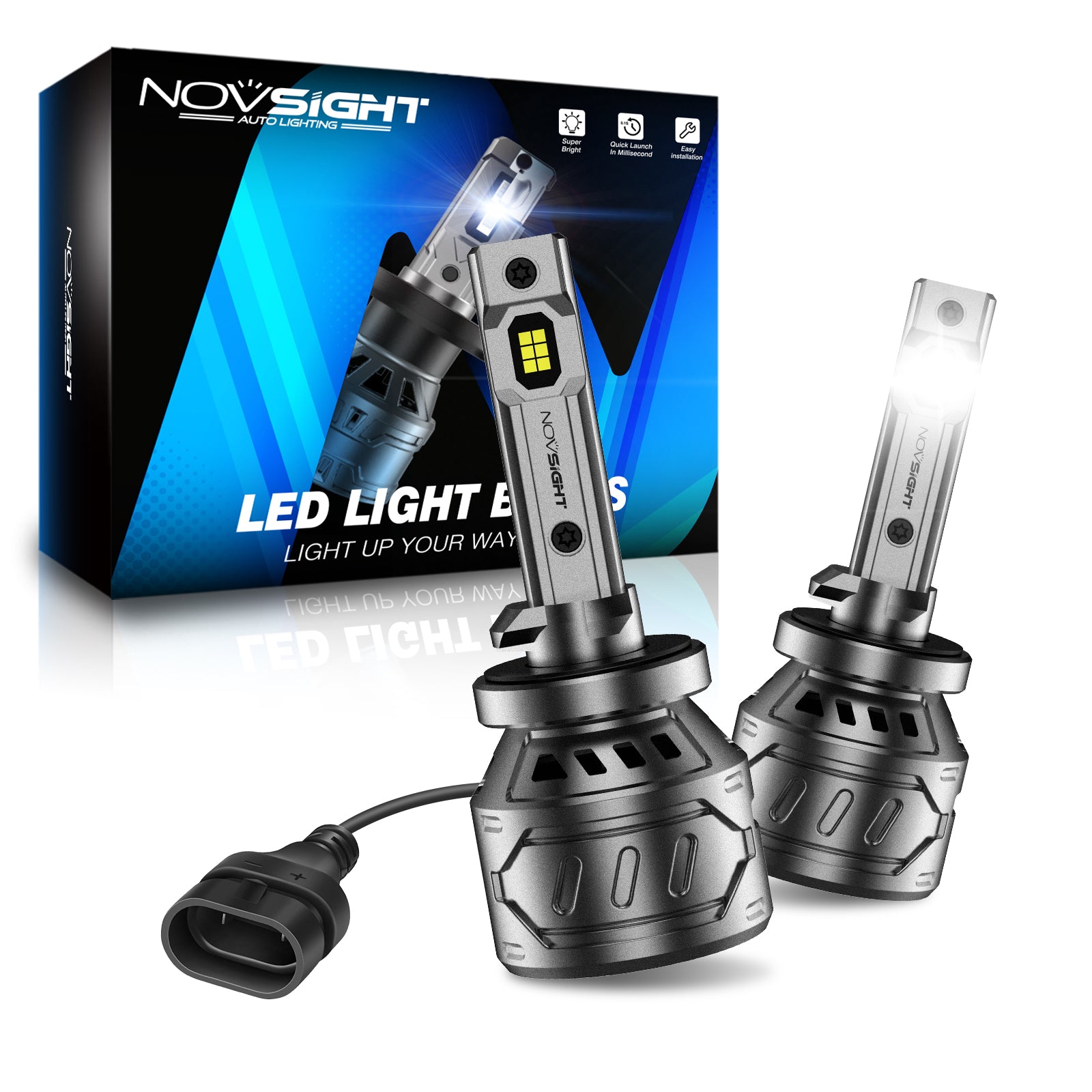 N61 General Series | H1 H3 H4 H7 H11 H13 9004 9005 9006 9007 881 LED Bulbs Stable Output 60W 13000LM 6500K White | 2 Bulbs - NOVSIGHT