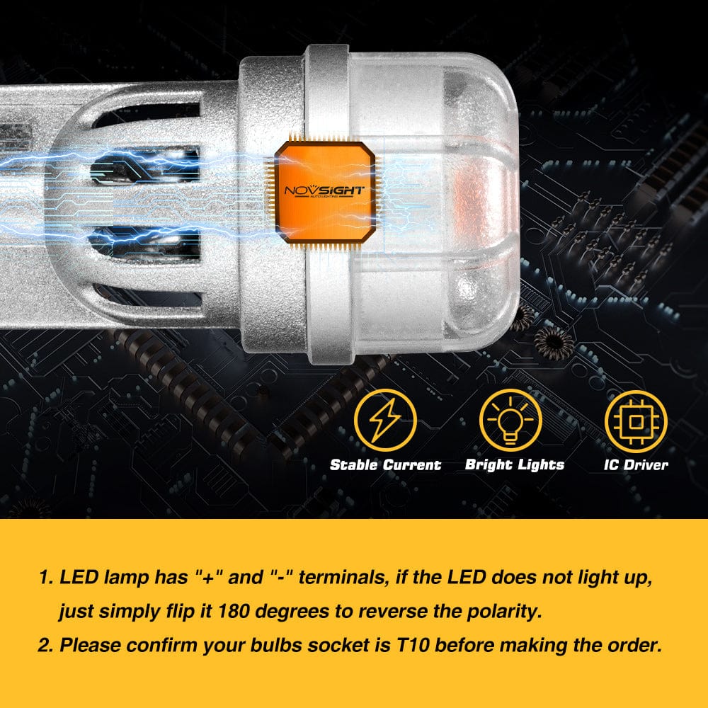 T10O 158 161 168 194 Amber Front Side Marker Front Parking Light License Plate Light Signal Light Fog Light - NOVSIGHT