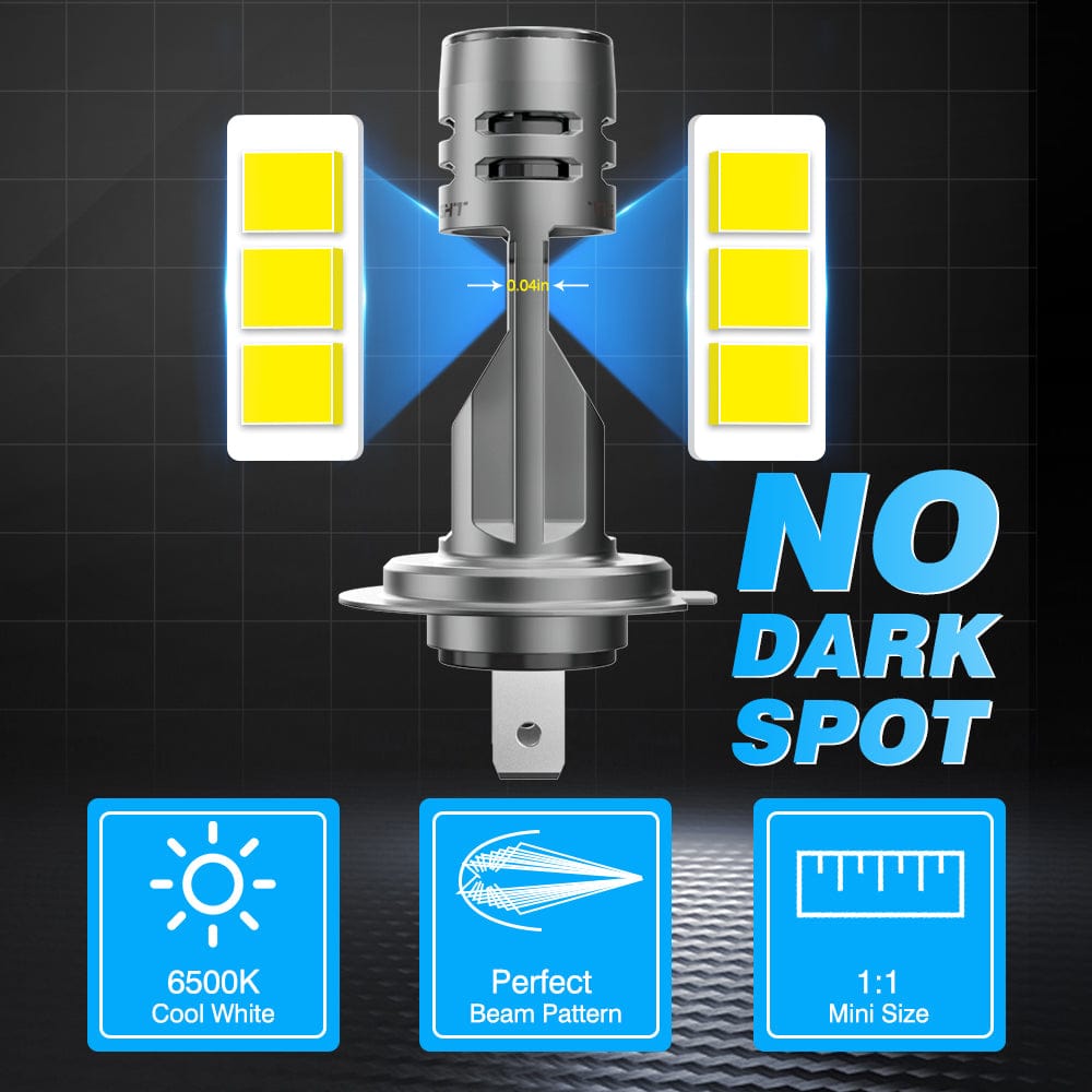 N58 Standard Series Wireless | H7 LED Bulbs Mini Size 60W 12000LM 6500K White | 2 Bulbs - NOVSIGHT