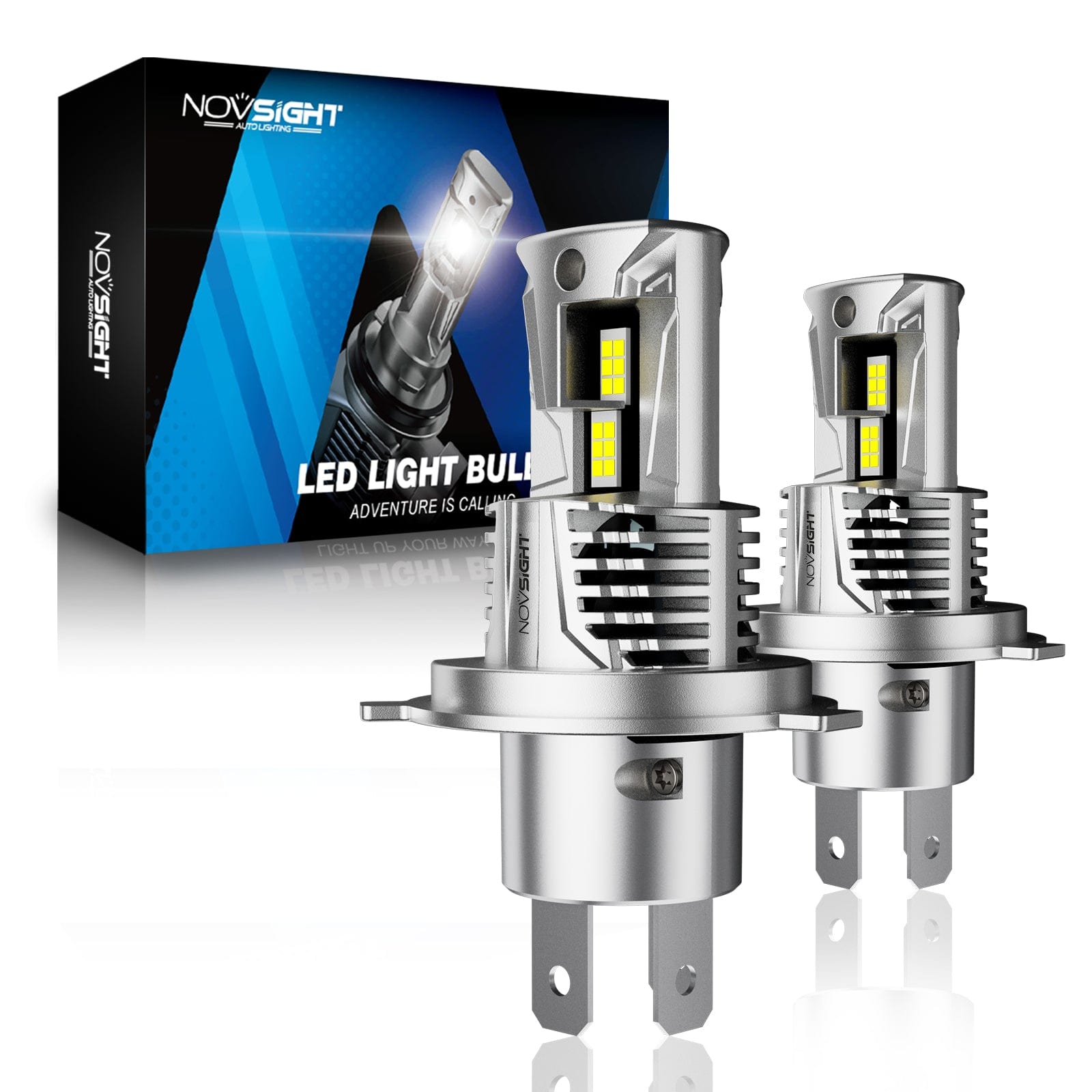 NOVSIGHT H4 LED Fog Light Bulbs 20000 Lumens, 600% H4/9003/HB2 LED High and  Low Beam, 90W 6500K White Dual Bulb, Pack of 2