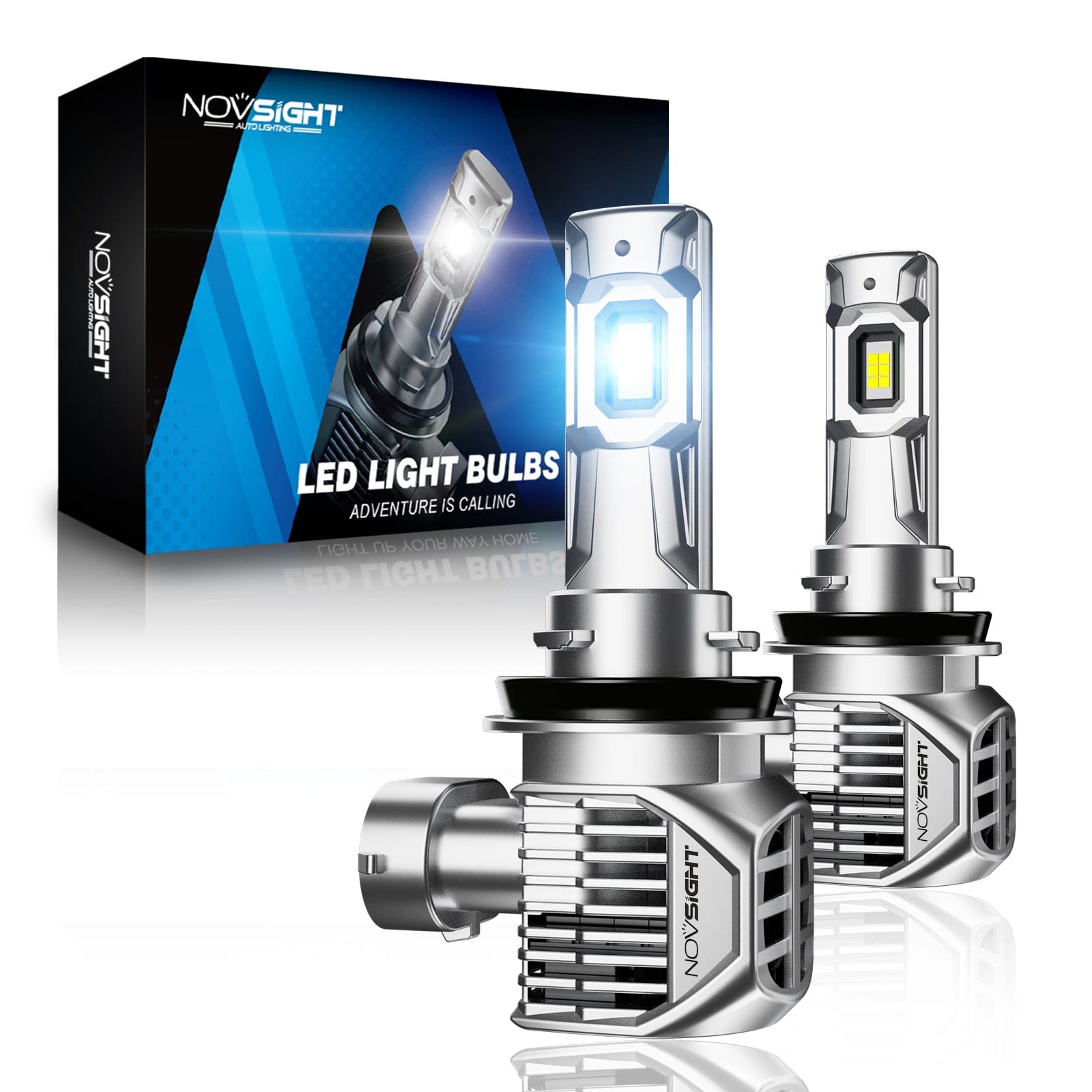 N62 Ultra Series Wireless | H11 H8 H9 LED Bulbs Automotive Specific Chipsets 100W 22000LM 6500K White | 2 Bulbs - NOVSIGHT