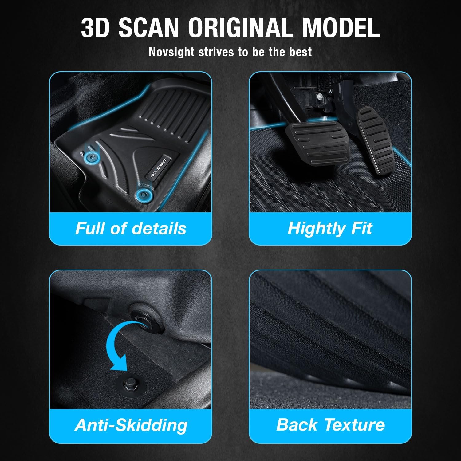 Dodge Ram 1500/2500/3500 2011-2017 Crew Cab Custom Fit Floor Mats TPE Liners - NOVSIGHT