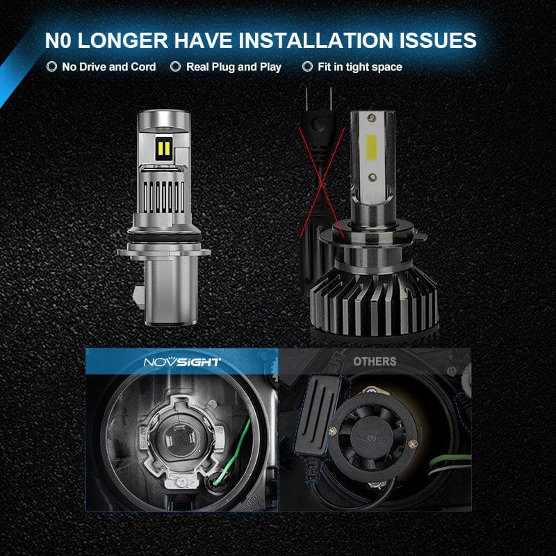 9004 LED headlight bulbs without installation issues
