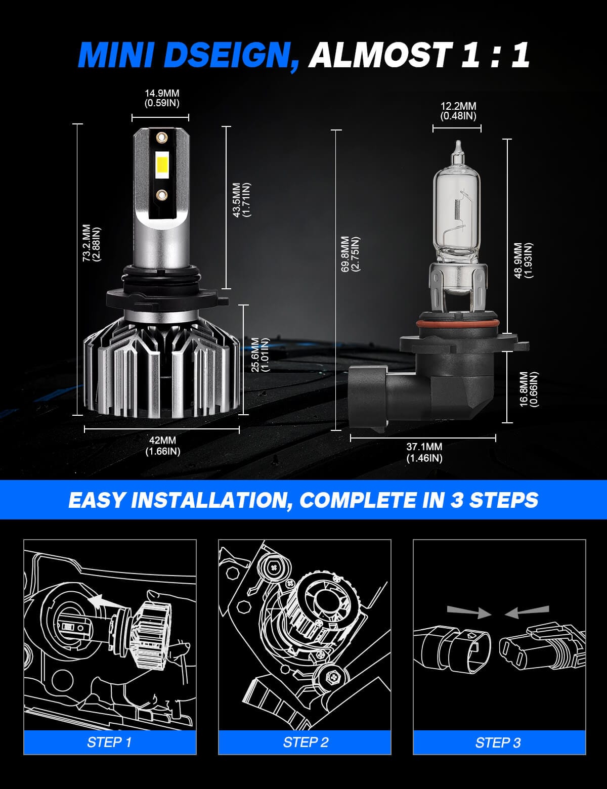chevrolet corvette led bulbs size and installation