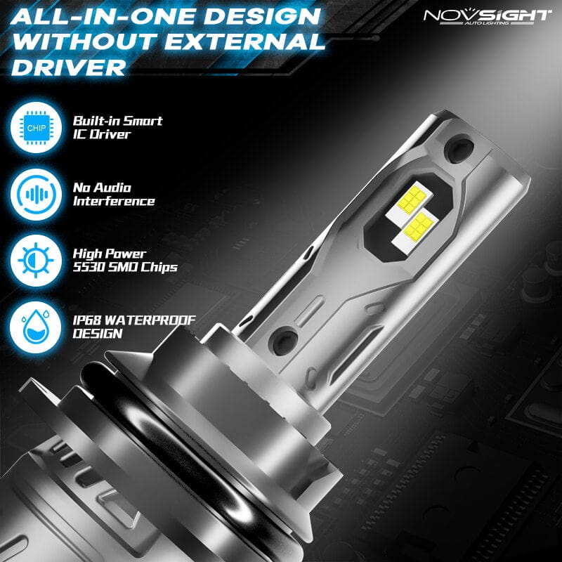 9007 LED headlight bulbs all in one design without external driver