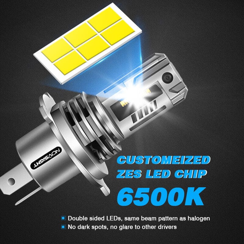 H4 LED headlight bulbs with customized ZES LED chips