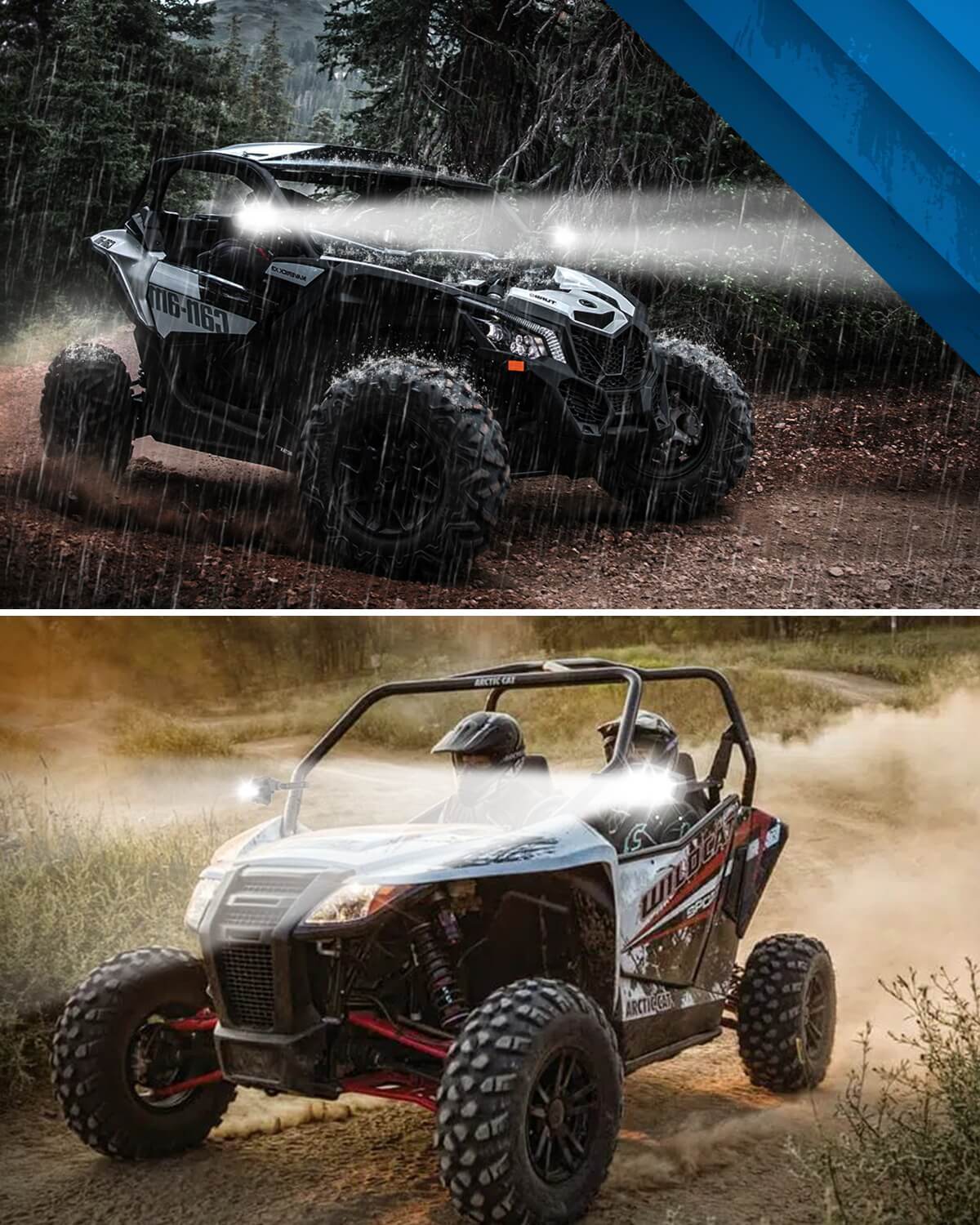 UTV Side Rear View Mirrors With LED waterproof for rainday