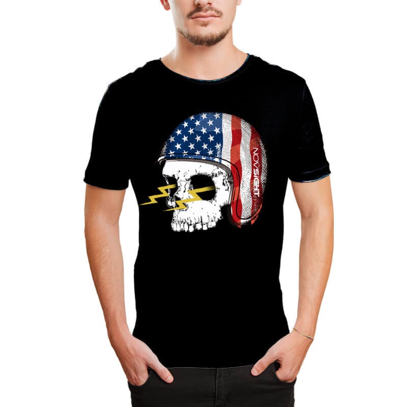 Novsight Gift Black Shirts Star Stripe Skeleton T shirts XS S M L XL 2XL 3XL 4XL 5XL - NOVSIGHT