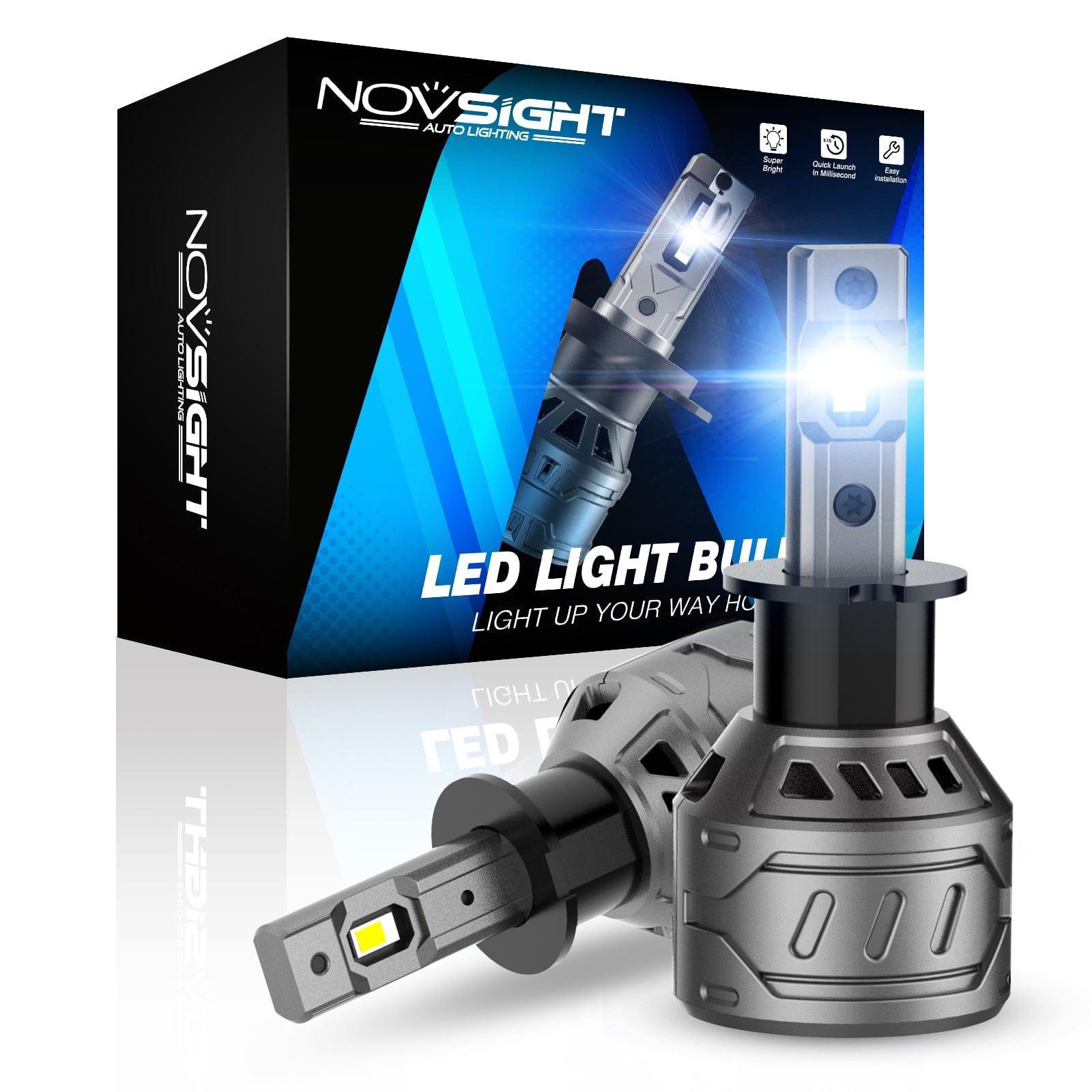 N61 General Series | H3 Fog light LED BulbsStable Output 60W 13000LM 6500K White | 2 Bulbs - NOVSIGHT