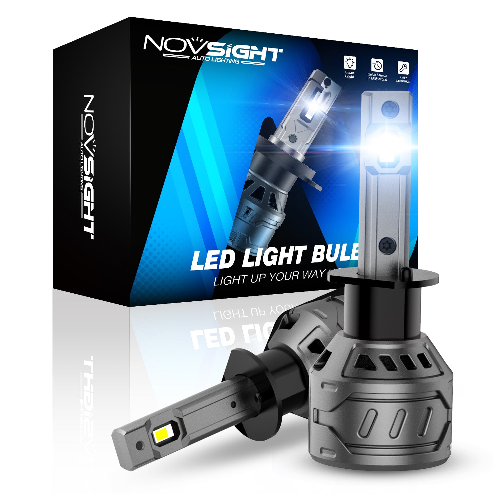 N61 General Series | H1 H3 H4 H7 H11 H13 9004 9005 9006 9007 881 LED Bulbs Stable Output 60W 13000LM 6500K White | 2 Bulbs - NOVSIGHT