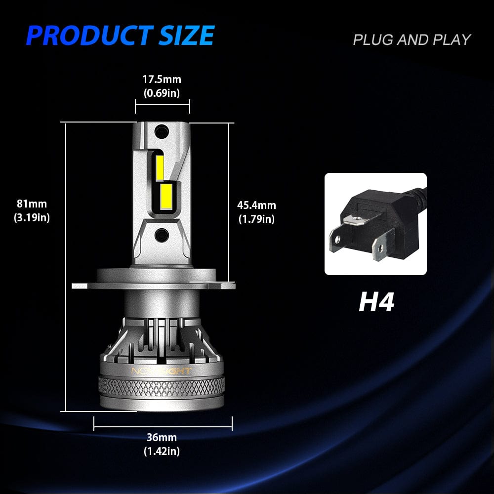 N37 Series | H4 H7 H11 H13 9005 9006 LED Headlight Bulbs Kit 120W 22000LM Pair 6500K White | 2 Bullbs - NOVSIGHT