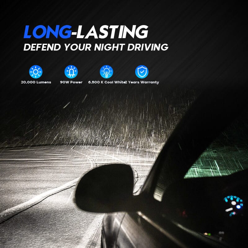 9006 LED headlight bulbs with longer lifespan