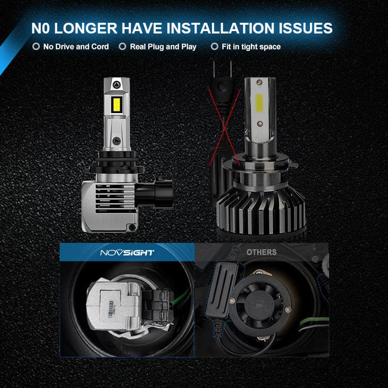 9006 LED headlight bulbs without installation issues
