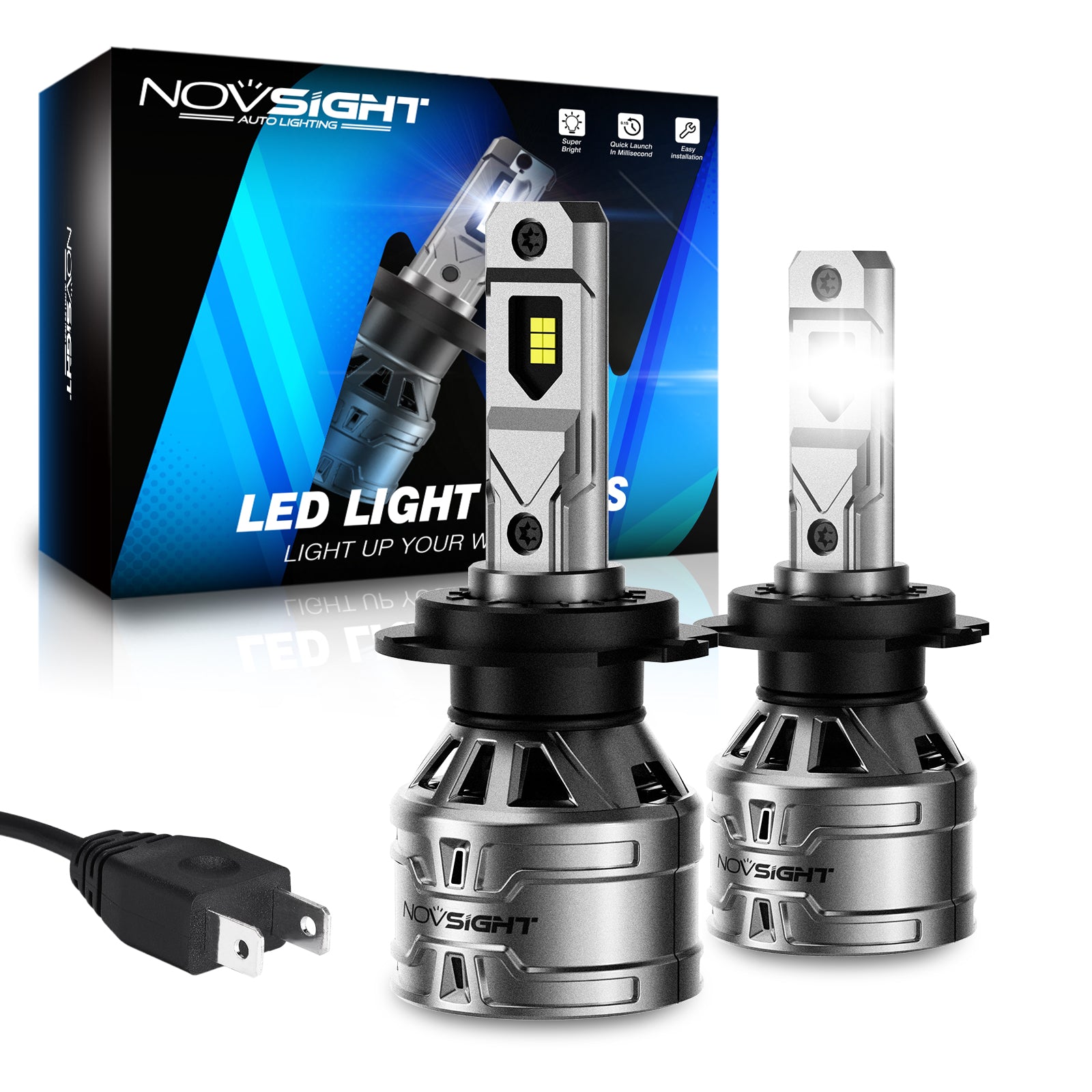 N61 General Series | H1 H3 H4 H7 H11 H13 9004 9005 9006 9007 881 LED Bulbs Stable Output 60W 13000LM 6500K White | 2 Bulbs - NOVSIGHT