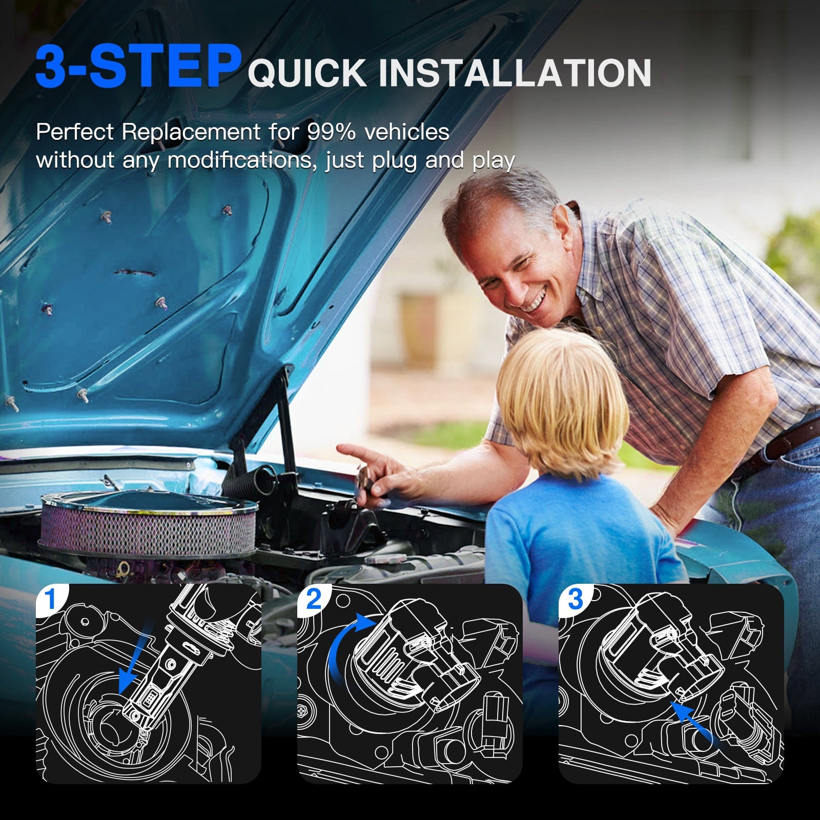 N66 Pro Series Wireless | 9005 HB3 LED Bulbs Perfect Beam 80W 18000LM 6500K White | 2 Bullbs - NOVSIGHT