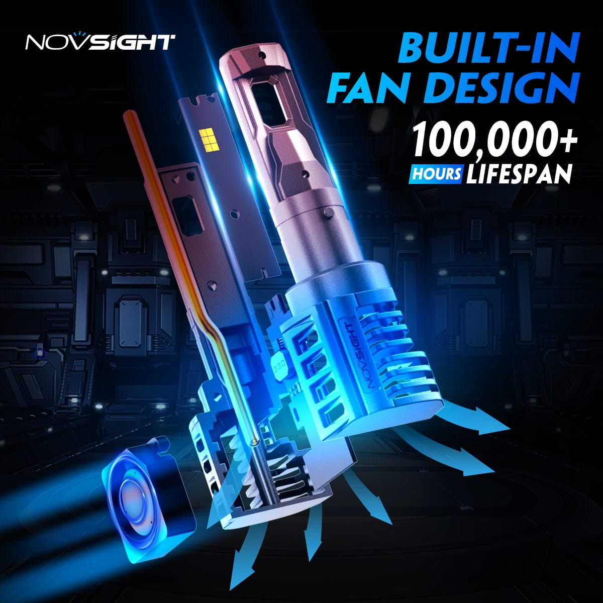 N66 Pro Series Wireless | H7 LED Bulbs Perfect Beam 80W 18000LM 6500K White | 2 Bullbs - NOVSIGHT