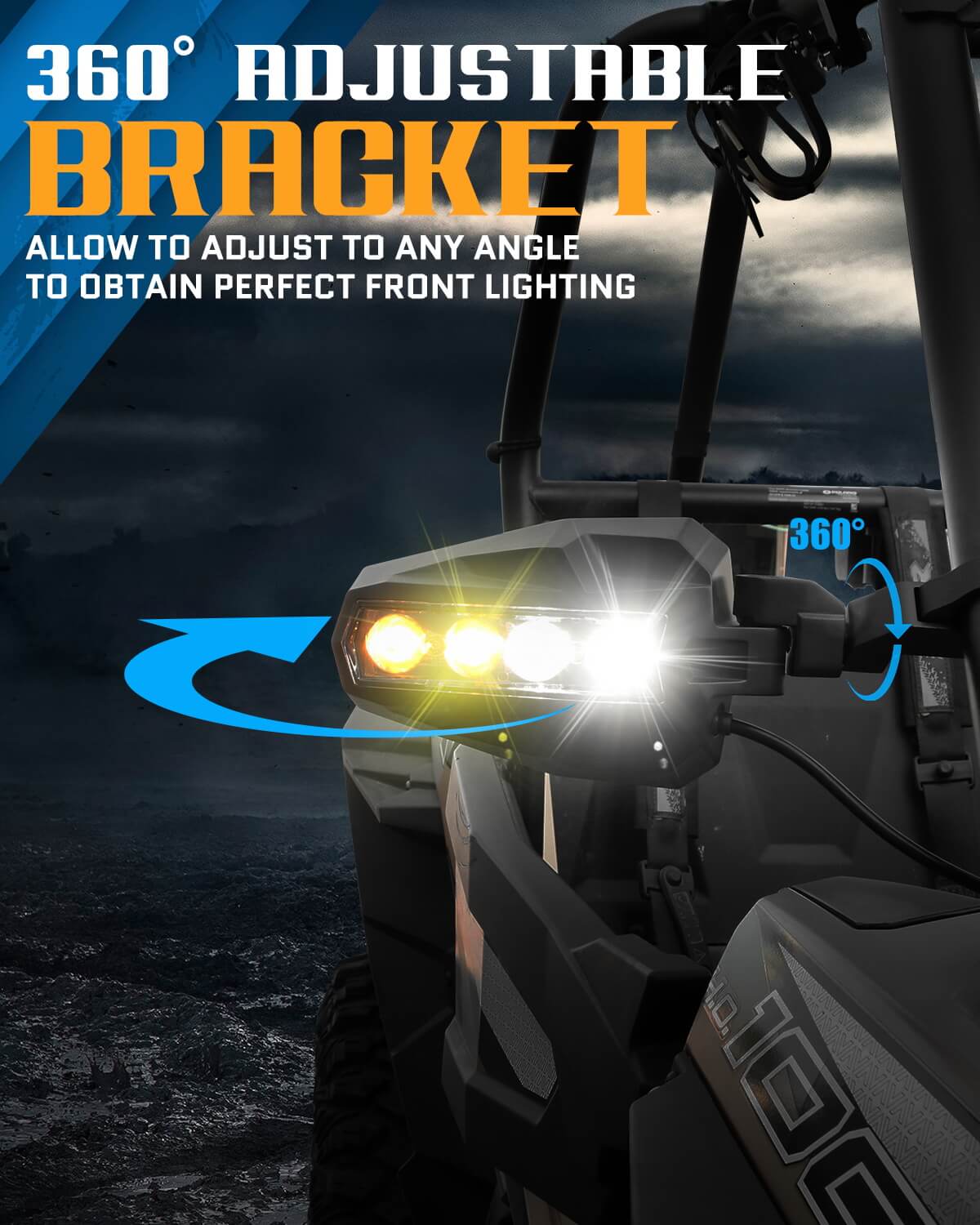 360 adjustable UTV Side Rear View Mirrors With LED