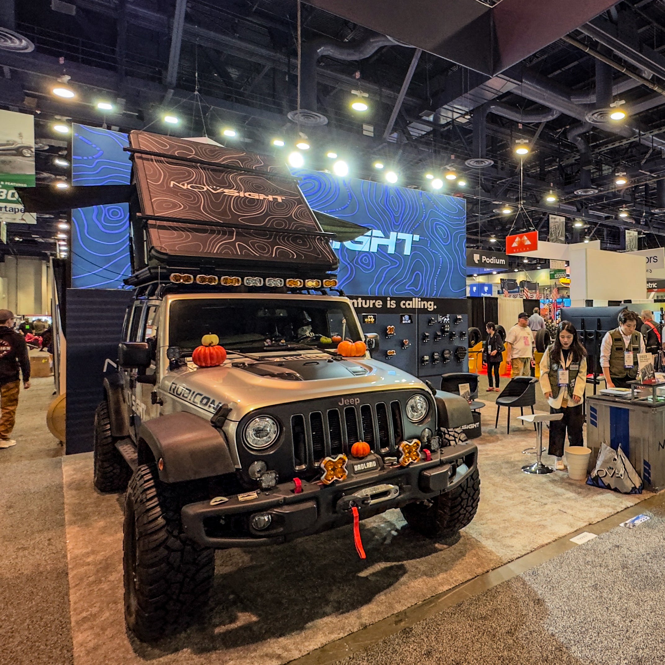 sema show 2023 novsight booth brand car with Halloween lantern