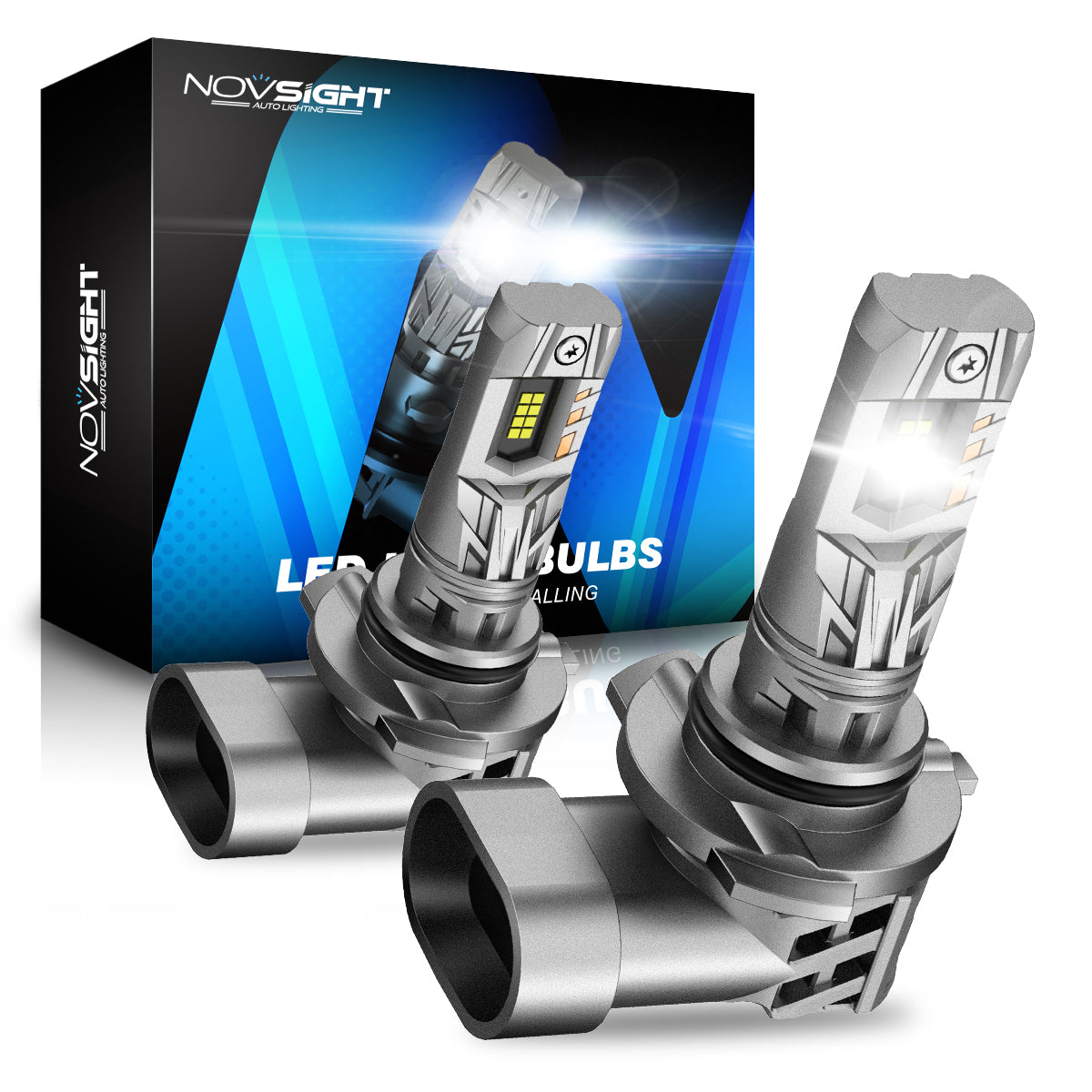 N63 Upgraded Mini 1:1 Series Wireless | H7 H11 9005 9006 LED Headlight Bulbs Original Mini Size 70W 16000LM 90W 20000LM 6500K White | 2 Bulbs - NOVSIGHT
