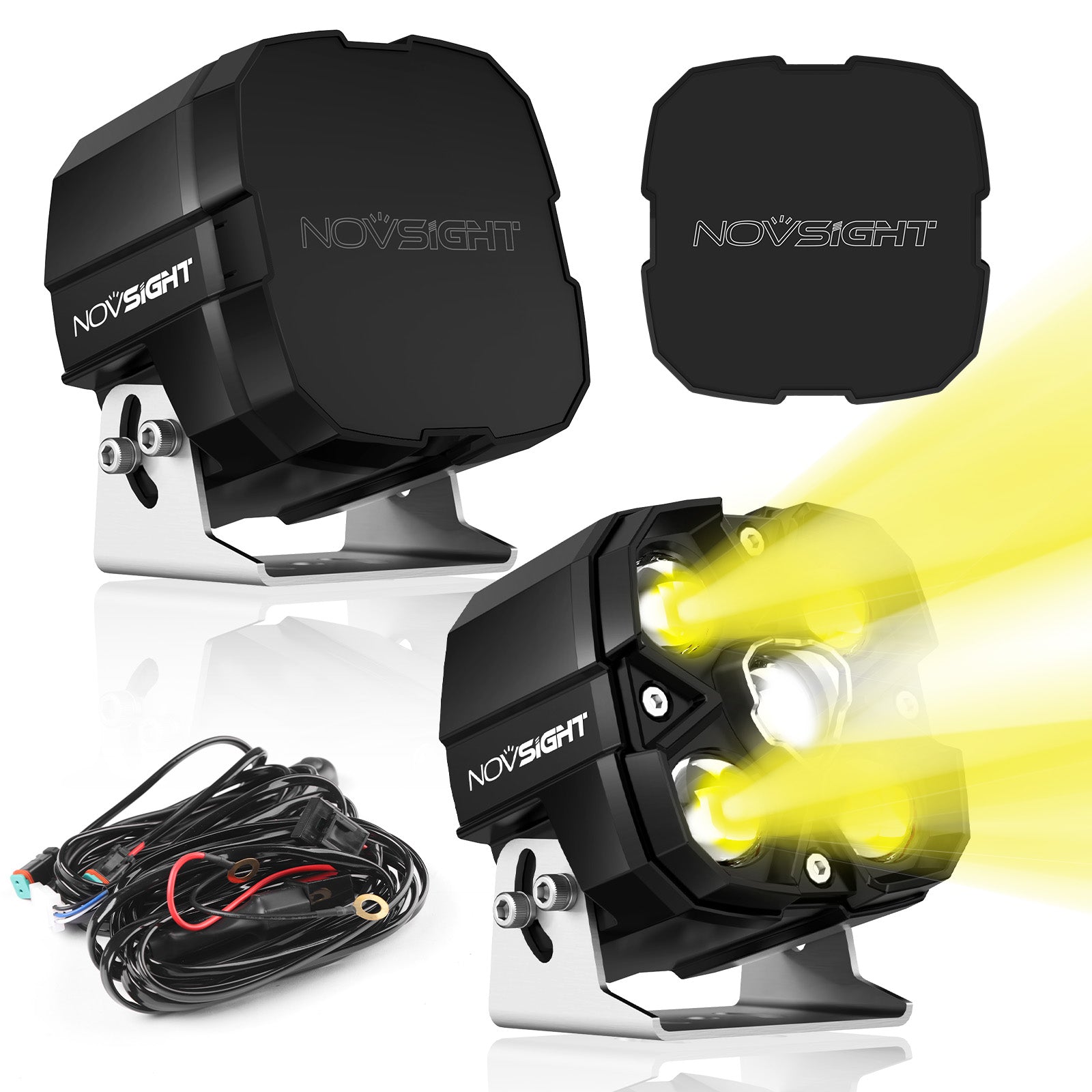 CYBER 1 Series | 4 Inch Off-road LED Pods Driving Light Yellow and White with Dual Beam Modes Driving and Spot - NOVSIGHT