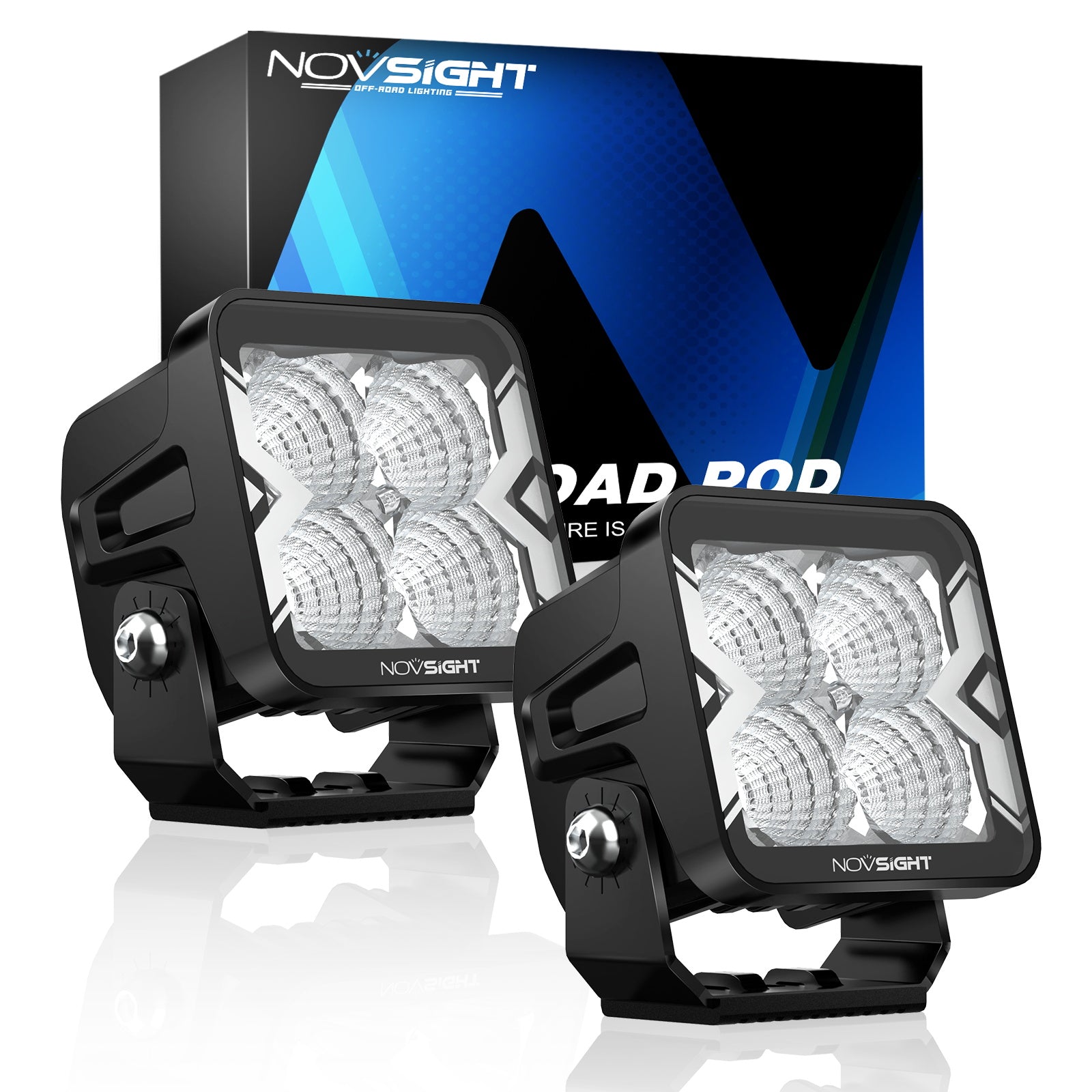 3 Inch LED Pods Off-road Auxiliary Flood Ditch Light Square Light Bar - NOVSIGHT