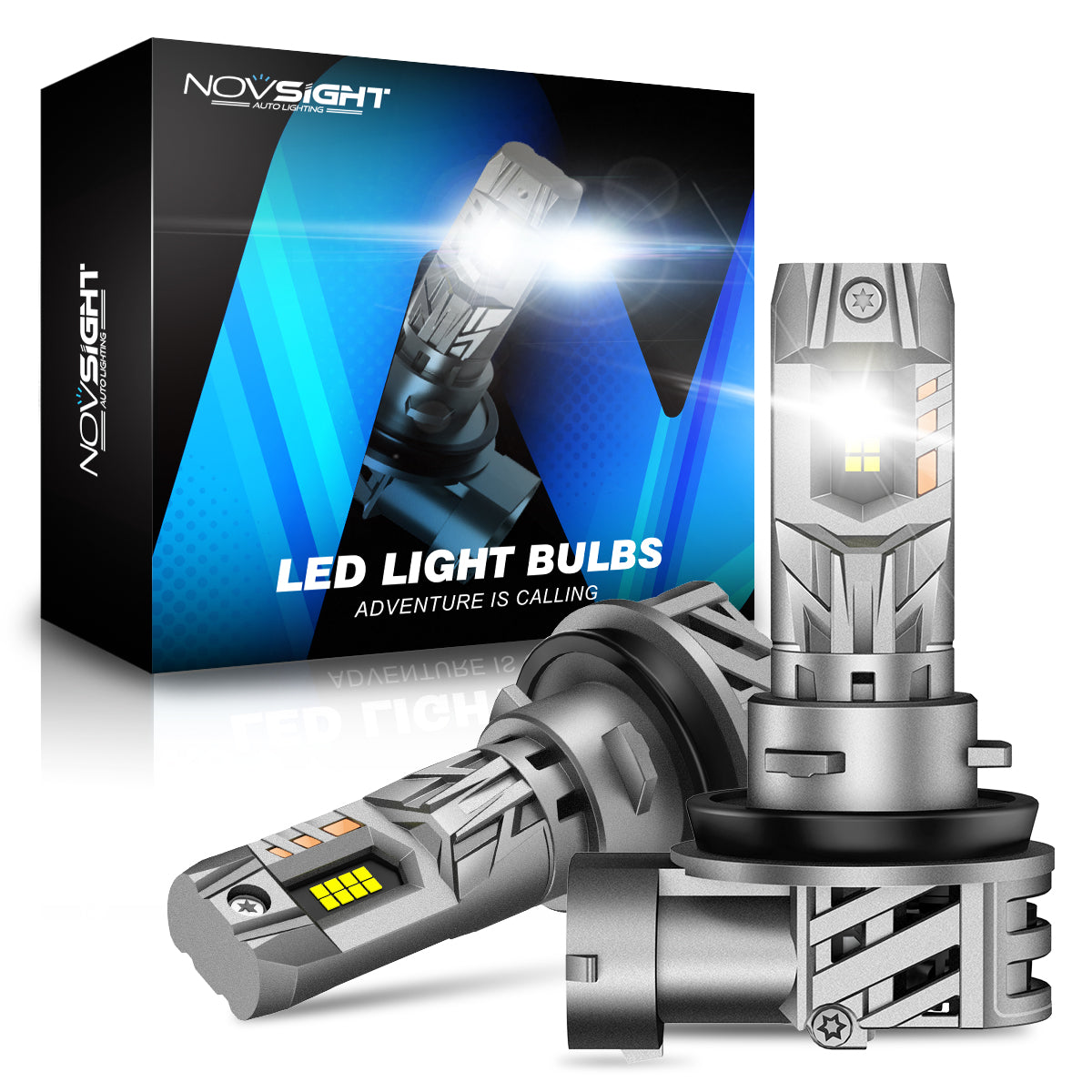 N63 Upgraded Mini 1:1 Series Wireless | H7 H11 9005 9006 LED Headlight Bulbs Original Mini Size 70W 16000LM 90W 20000LM 6500K White | 2 Bulbs - NOVSIGHT