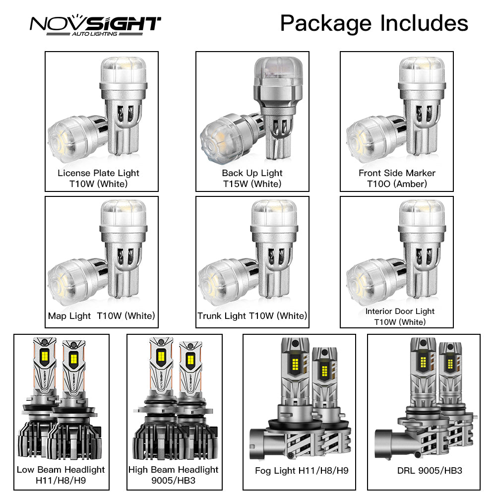 2007-2017 Toyota Camry Exterior Interior LED Lights Bulbs Headlights Signal Lights Bundle - NOVSIGHT