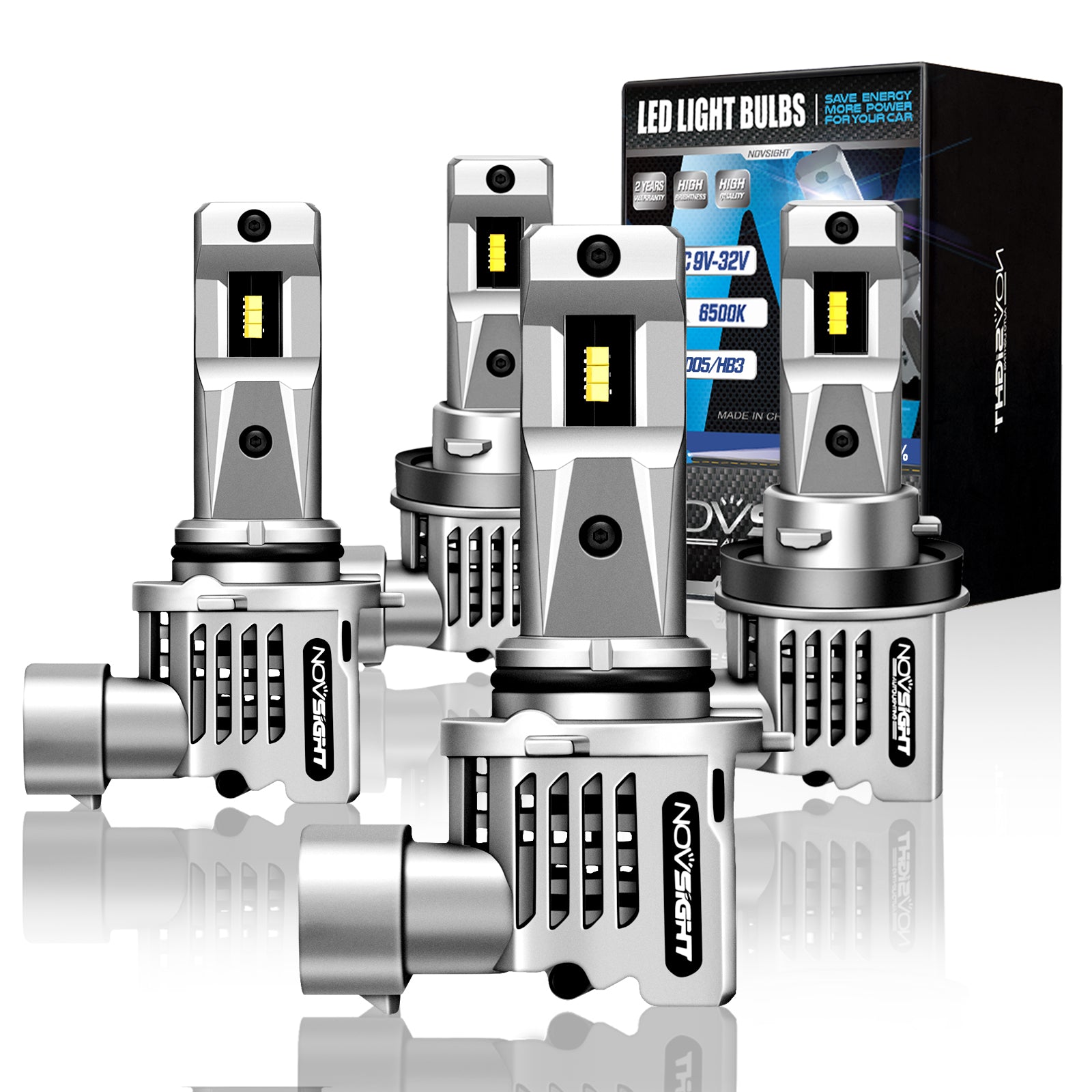 2007-2020 Chevrolet Tahoe Custom-Fit LED  Headlight Bulbs H11 9005 Conversion Kits 4 Bulbs - NOVSIGHT