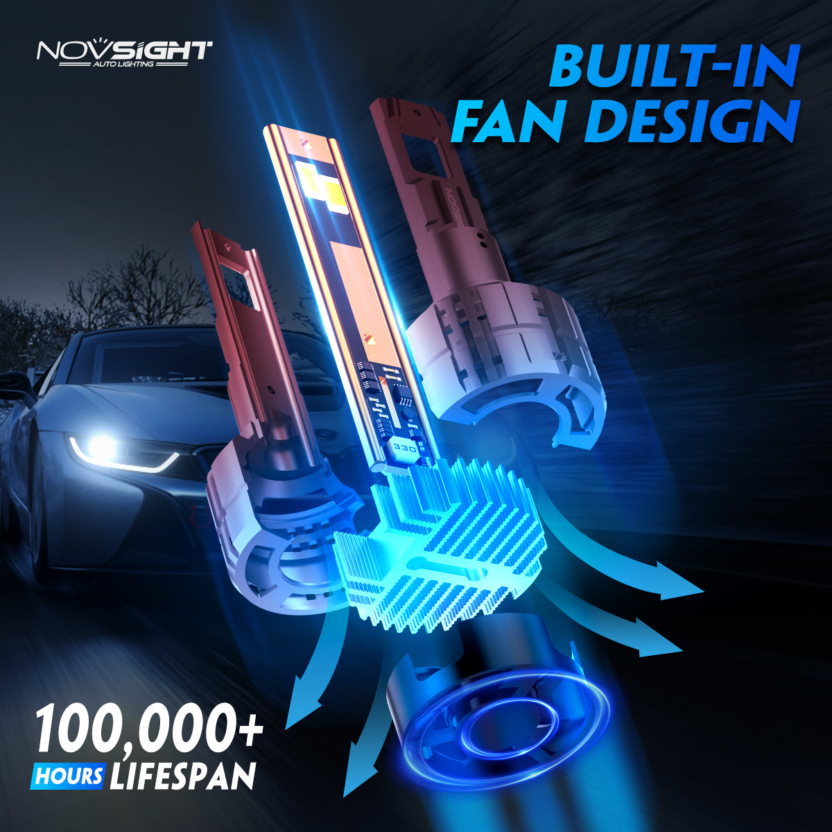 2009-2010 Ford F-150 Cutom-Fit LED Bulbs H13 H13 Halogen Replacement 4 Bulbs - NOVSIGHT