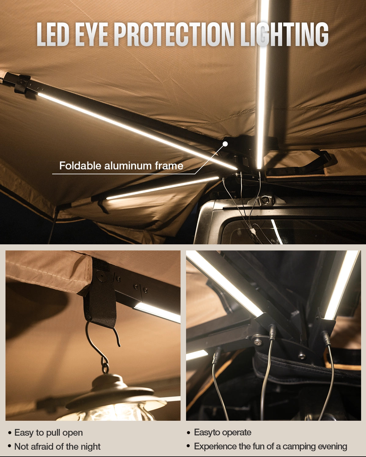 Novsight 270 Degree Car Side Awning for Camping – Khaki - NOVSIGHT