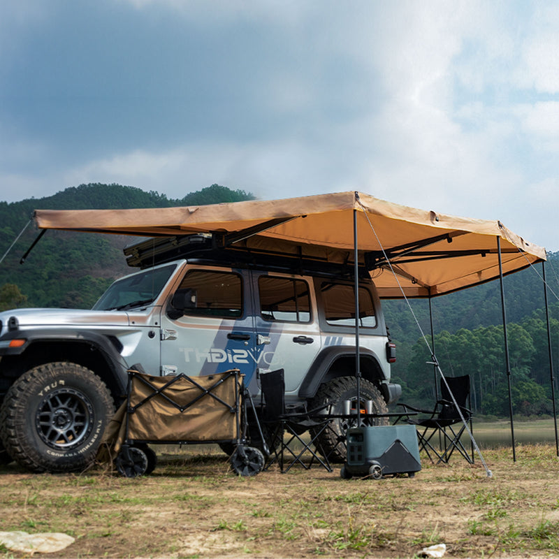 270° awning mounted on driver side of vehicle