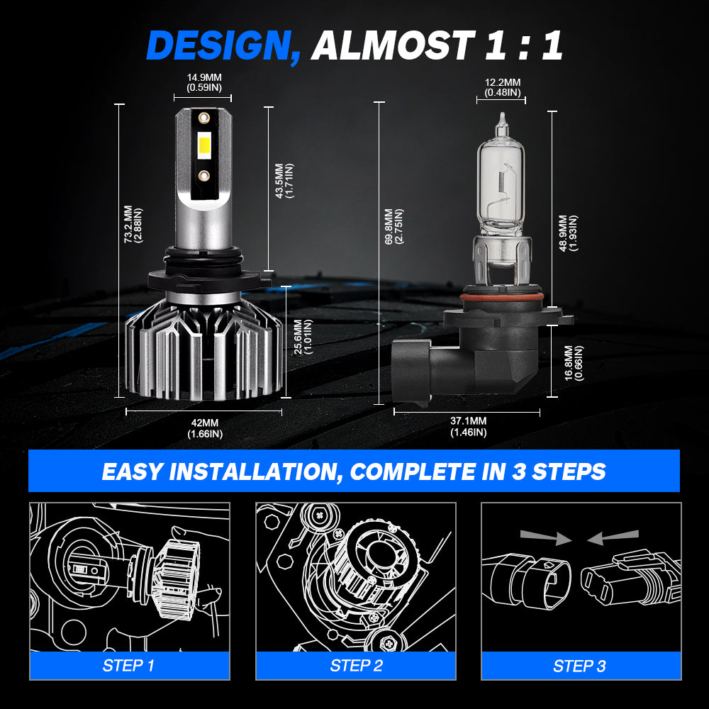 2011-2019 Chevrolet Cruze Custom-Fit LED Headlight Bulbs H11 9005 Halogen Conversion Kits - NOVSIGHT