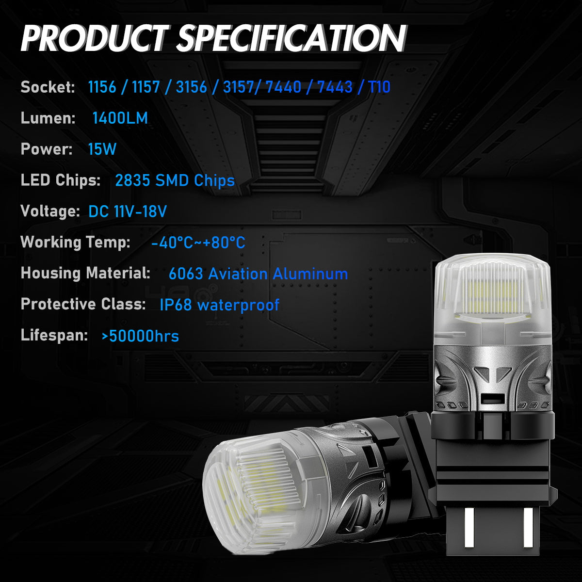 3157 3047 3057 3155 3157 3157AV LED Bulbs for Rear Front Sinal Lights DRL - White - NOVSIGHT