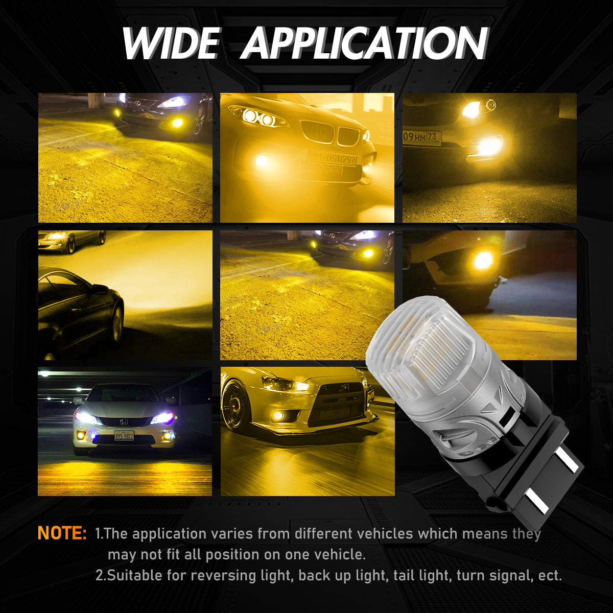 3157 3047 3057 3155 3157 3157AV LED Bulbs for Rear Front Turn Signal Lights - Yellow - NOVSIGHT