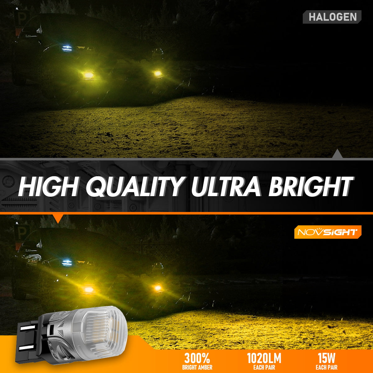 7443 T20 7444 W21 5W LED Bulbs for Rear Front Sinal Lights DRL - Yellow - NOVSIGHT