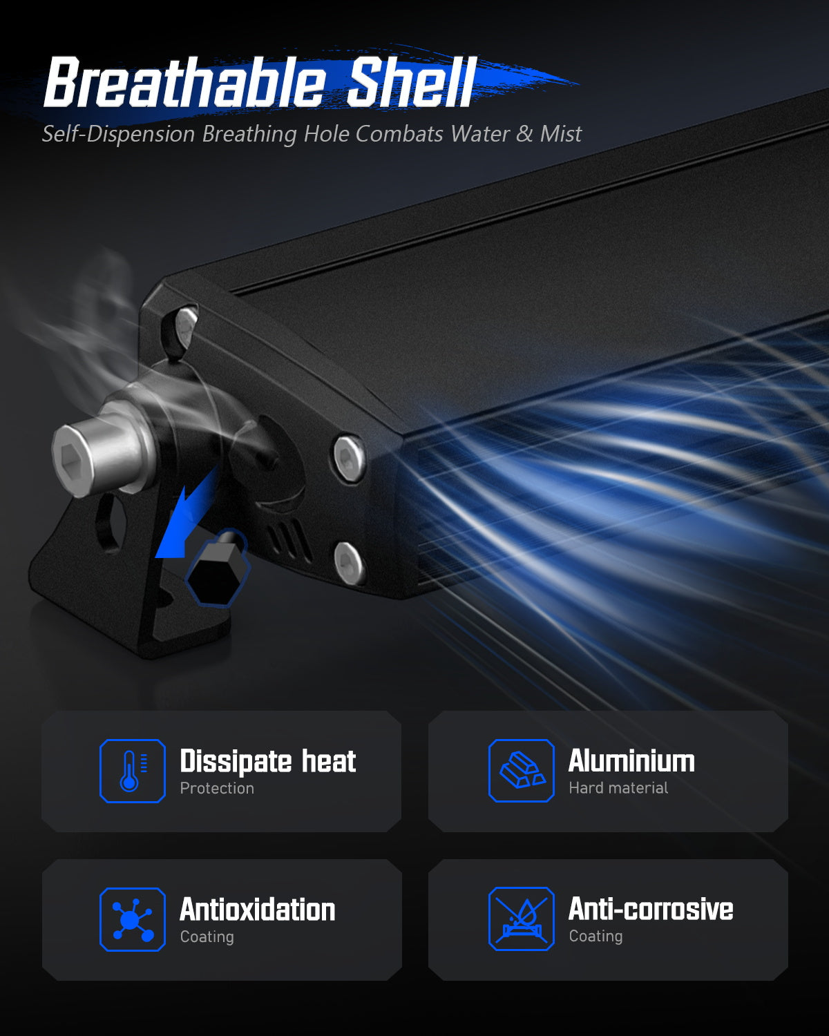 Off Road LED Light Bar 10 Inch Single Row High Power Driving Beam - NOVSIGHT