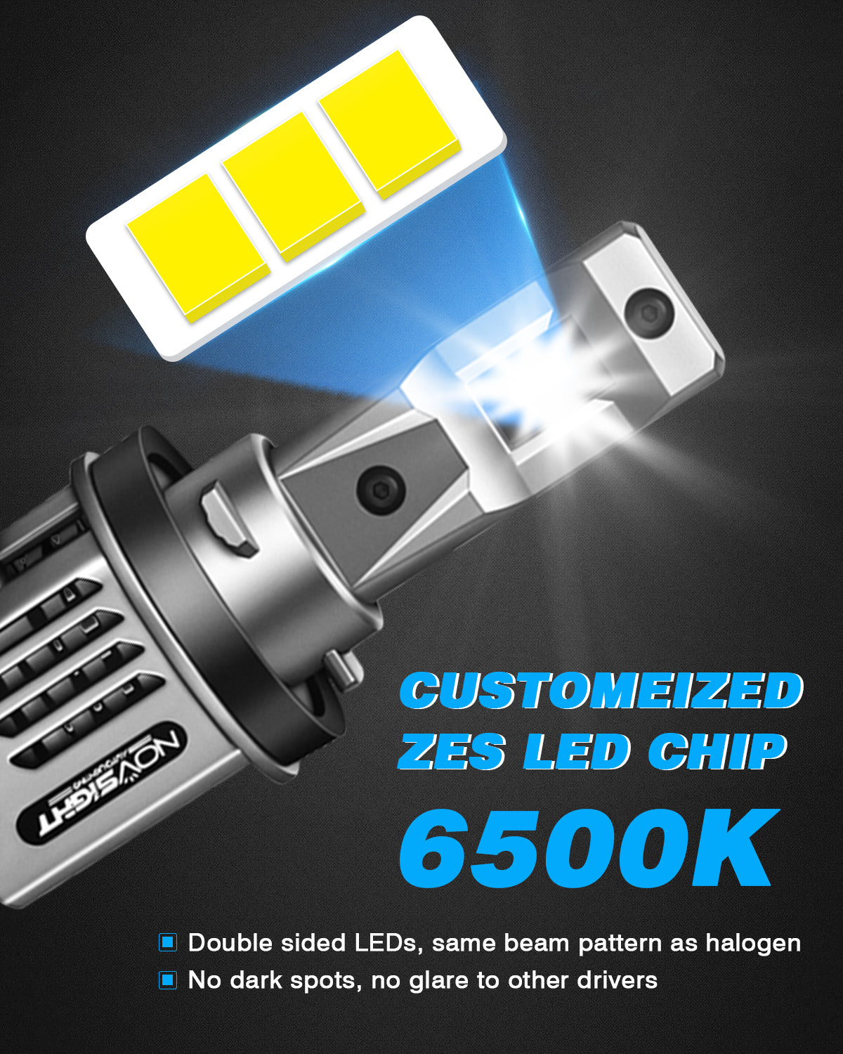2000-2020 Chevrolet Tahoe Custom-Fit LED  Headlight Bulbs H11 9005 Conversion Kits 4 Bulbs - NOVSIGHT