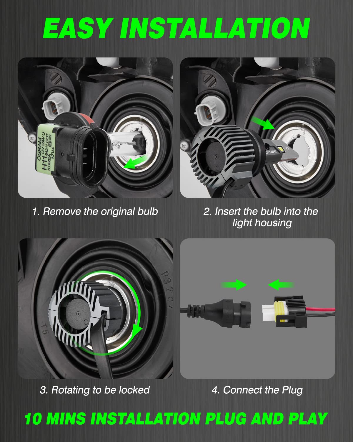 N52 Plus Series | H4 9003 LED Bulbs Automotive-Grade Chip 100W 20000LM 6500K White | 2 Bulbs - NOVSIGHT