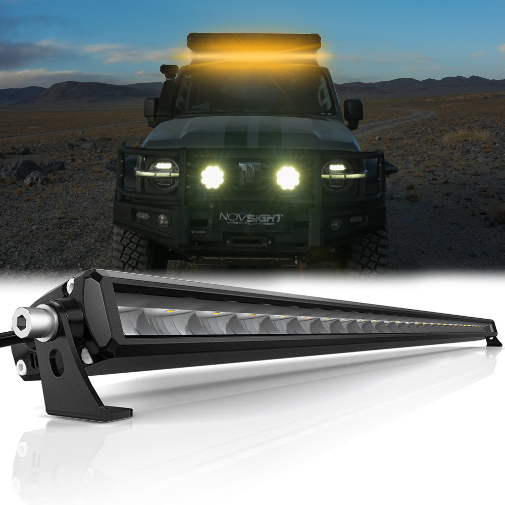 Off Road LED Light Bar 50 Inch Single Row Dual Beam White Amber - NOVSIGHT