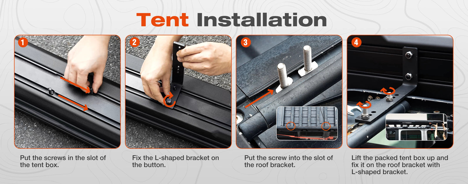 ABS Car Side Awning installation guide — bracket placement and mounting diagram
