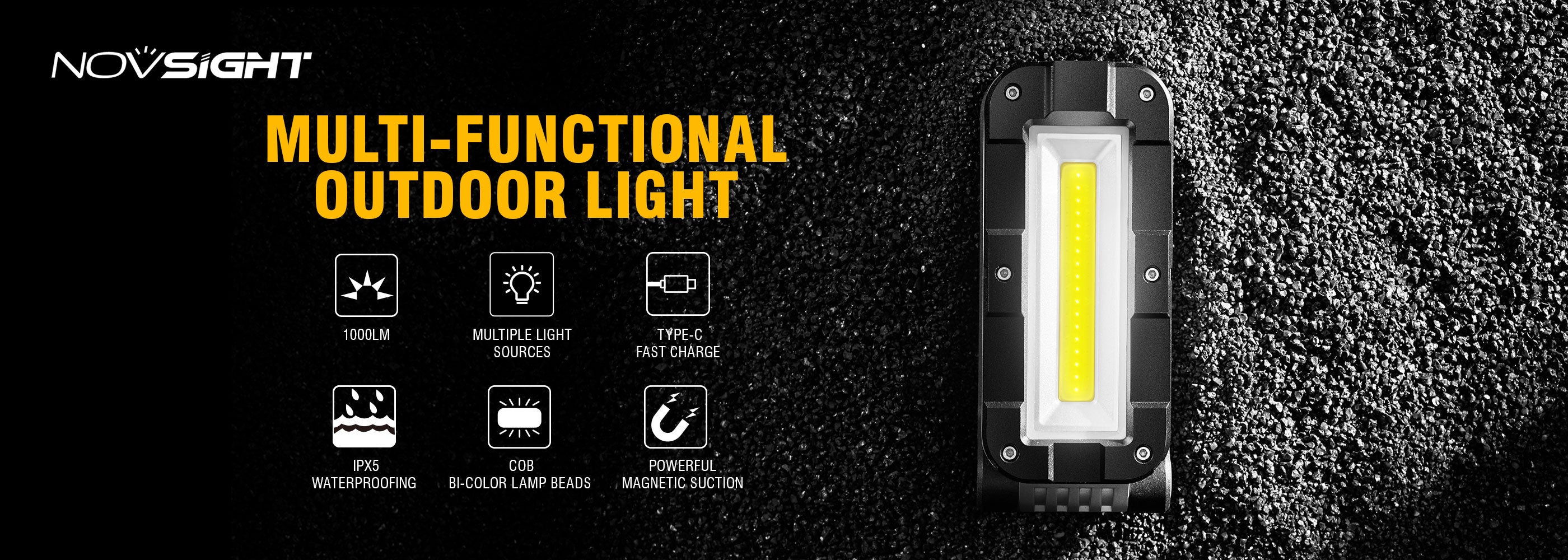Novsight Foldable LED Rechargeable Magnetic Work Light Kit【ノブ