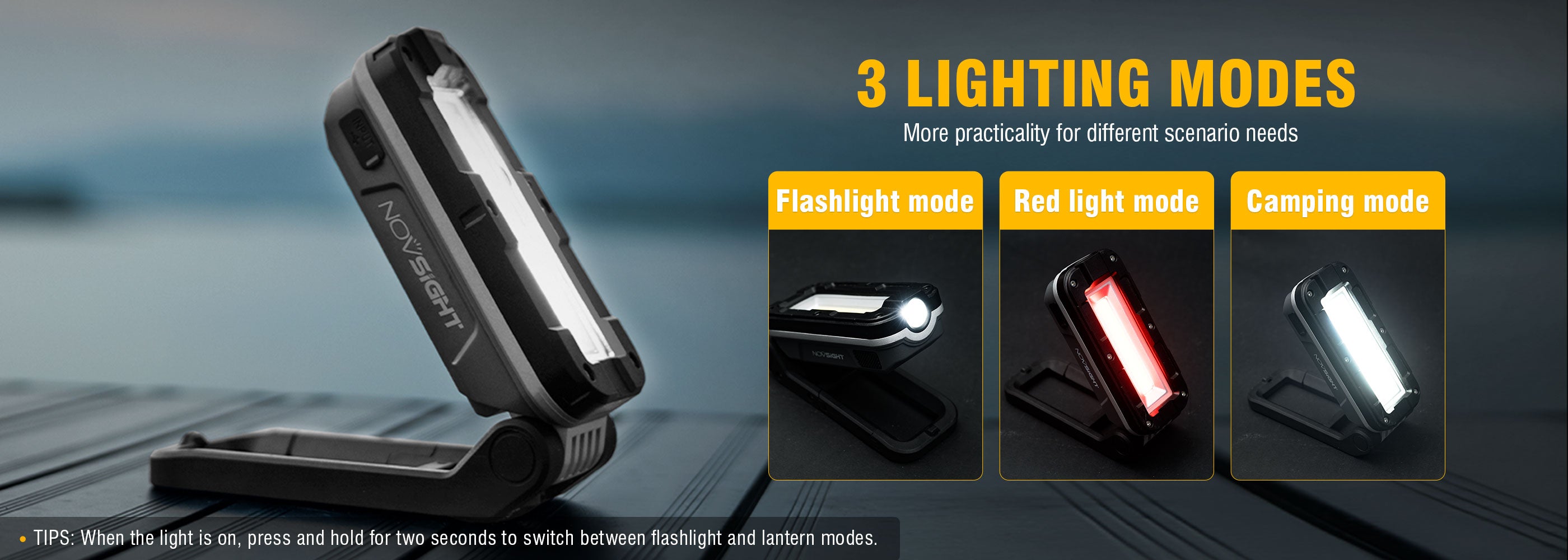 Novsight Foldable LED Rechargeable Magnetic Work Light Kit【ノブ