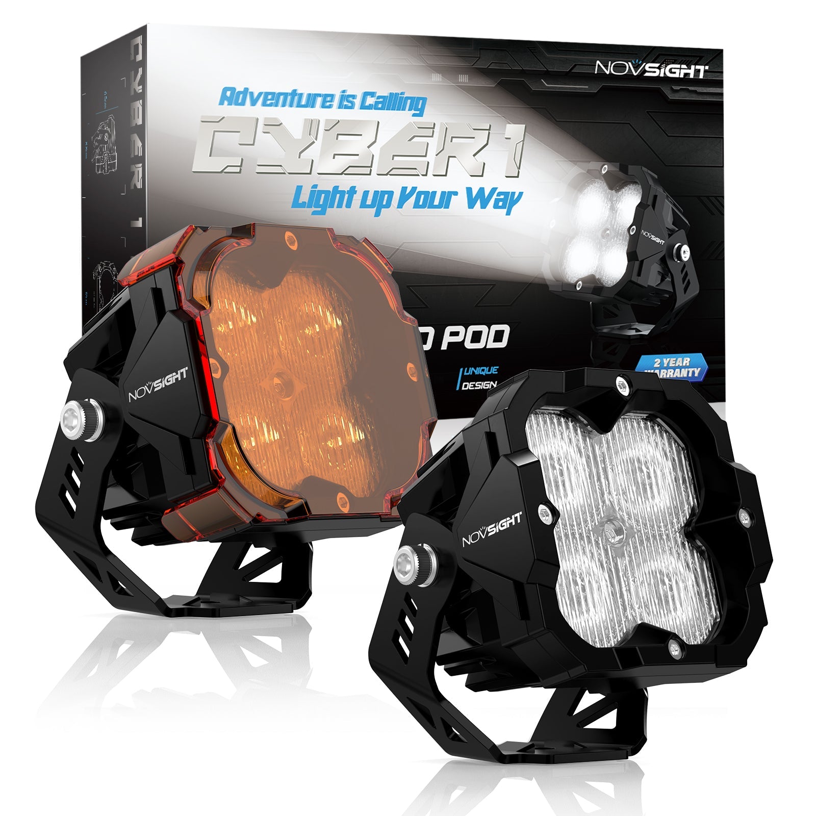 CYBER 1 Series | LED Pod light Off-Road LED light Amber Pod light 3 inch 4 inch - NOVSIGHT