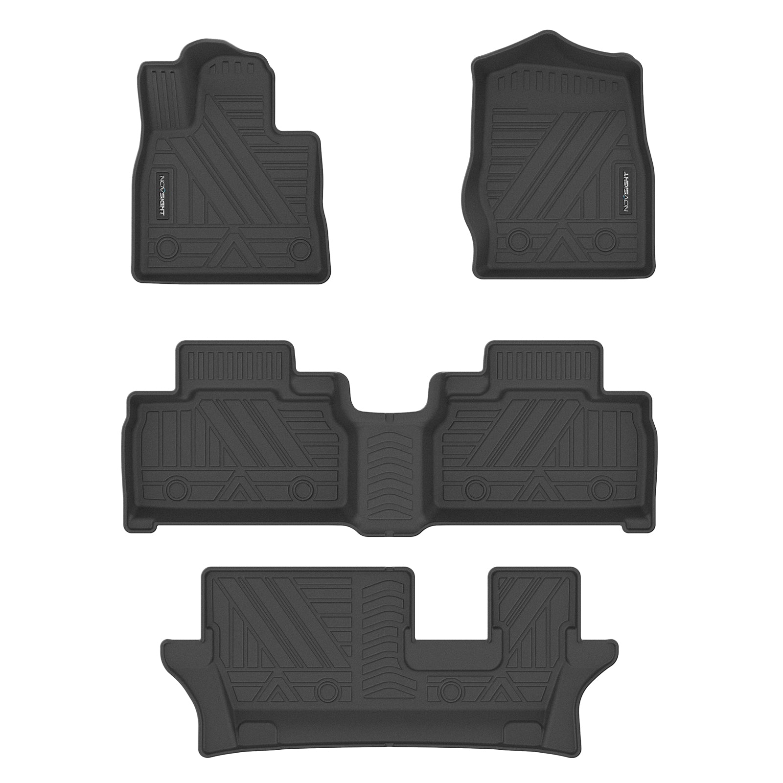 Ford Explorer 2023 3 Row 7 Seats Floor Mats All Weather Protection Custom Fit Car Mats TPE Liners Full Set