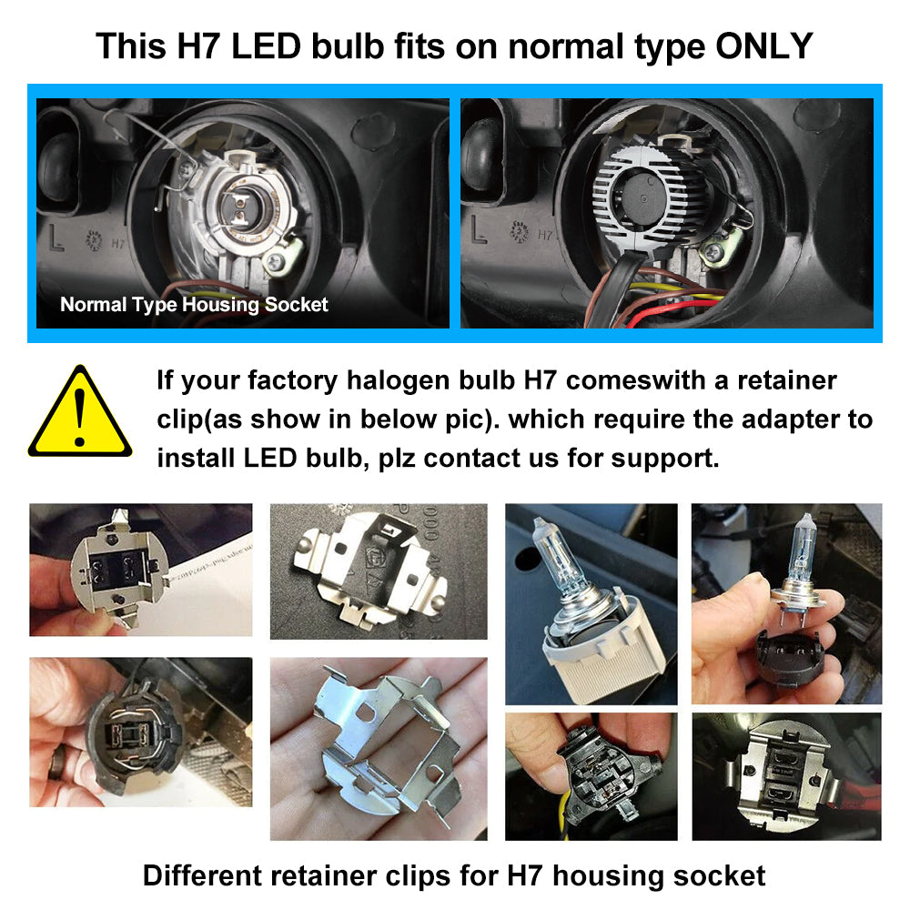 How to install: H7 LED retainer adapter VS specific headlight bulb